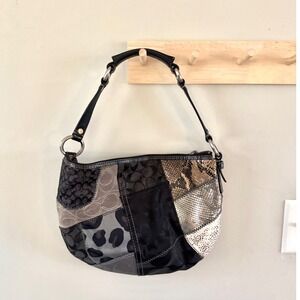 Coach Purse Y2k Black Lurex Ocelot Animal Print Tonal Patchwork bag